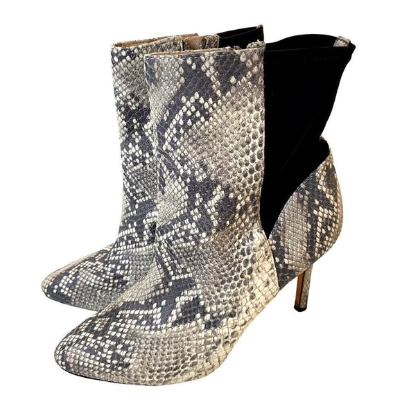 Carolinna‎ Espinosa Snakeskin Animal Print Boots Side Zip Chic City Modern Sz 6M - Picture 3 of 10